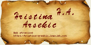 Hristina Arsekić vizit kartica